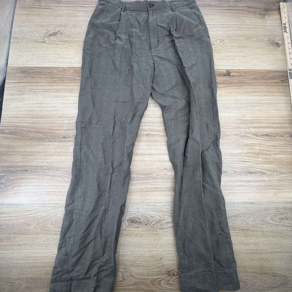 Banana Reublic wide leg linen blend dress pants 34x36 sage green NWT